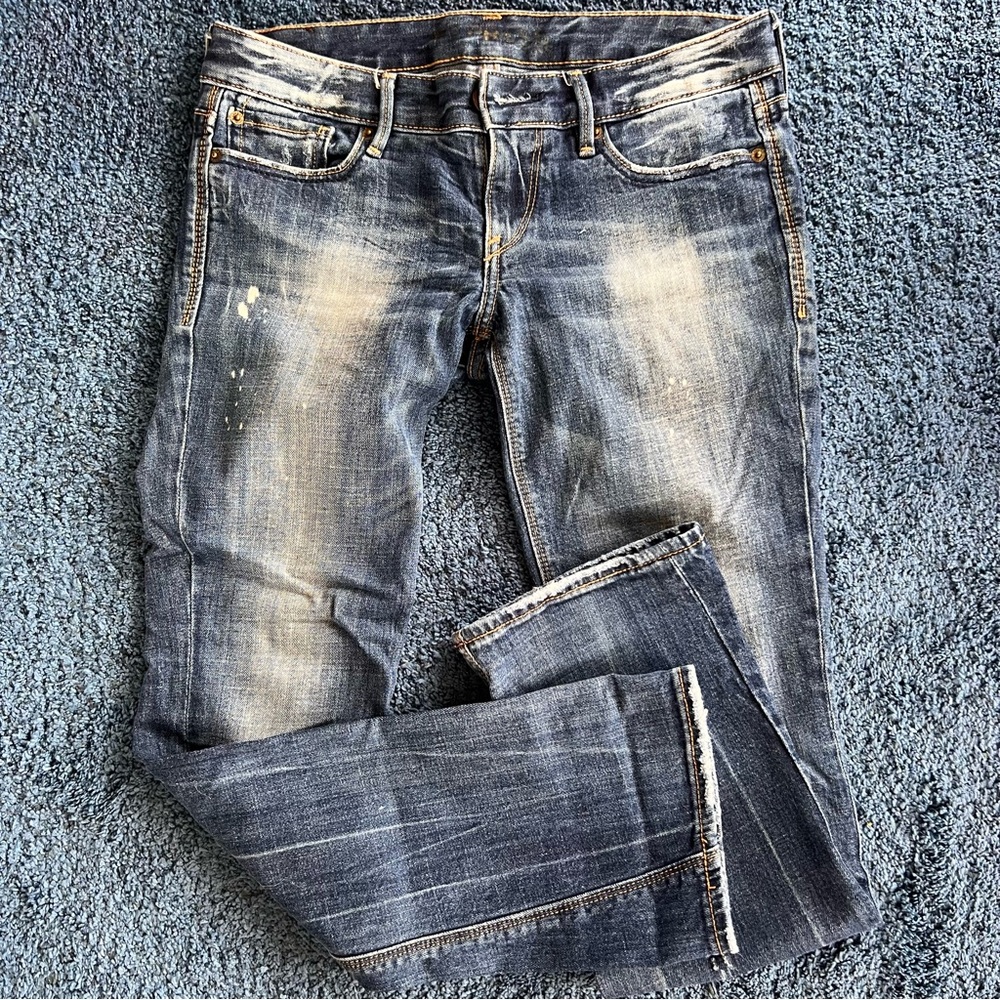 Express Dark Distressed Y2K Denim Slim Boot Cut Jeans 4s